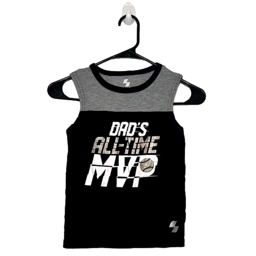 PLACE SPORT Black and Gray “Dad’s All-Atime MVP” Baseball Muscle Tank